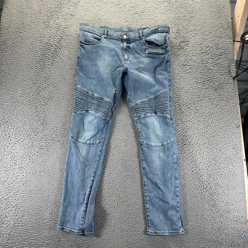 Armani Exchange J27 Jeans Mens 38x32 Blue Cotton Denim Skinny Leg Biker Stretch